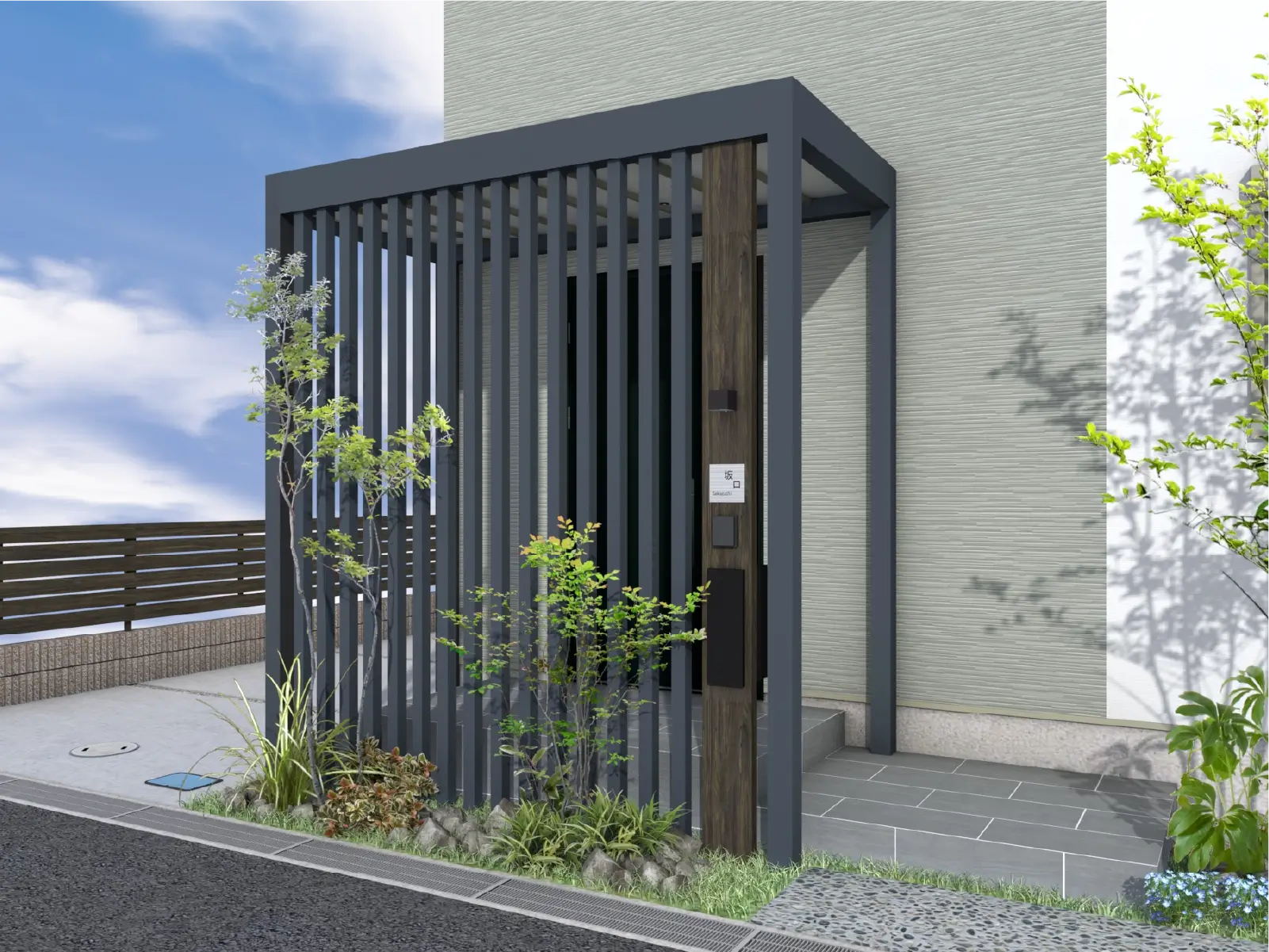 狭いスペースでもすっきり納まる目隠しエクステリア